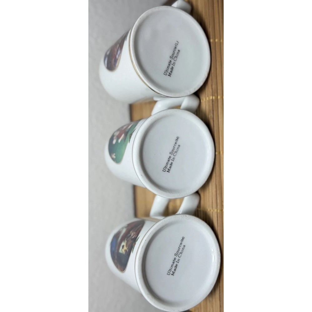 Vintage Set of 3 Coca-Cola 1996 Collector Edition Ceramic Mugs - Gold Trim/Santa - Picture 8 of 8